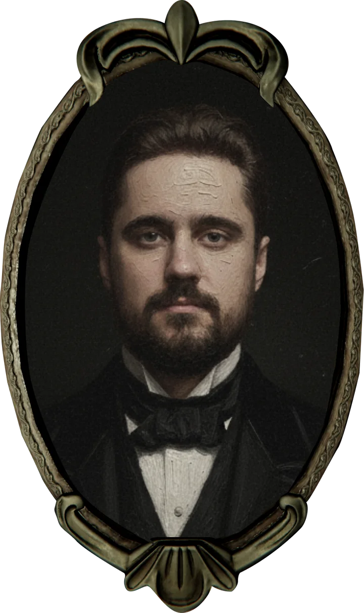 Pavel Efremov — portrait in an antique oval frame