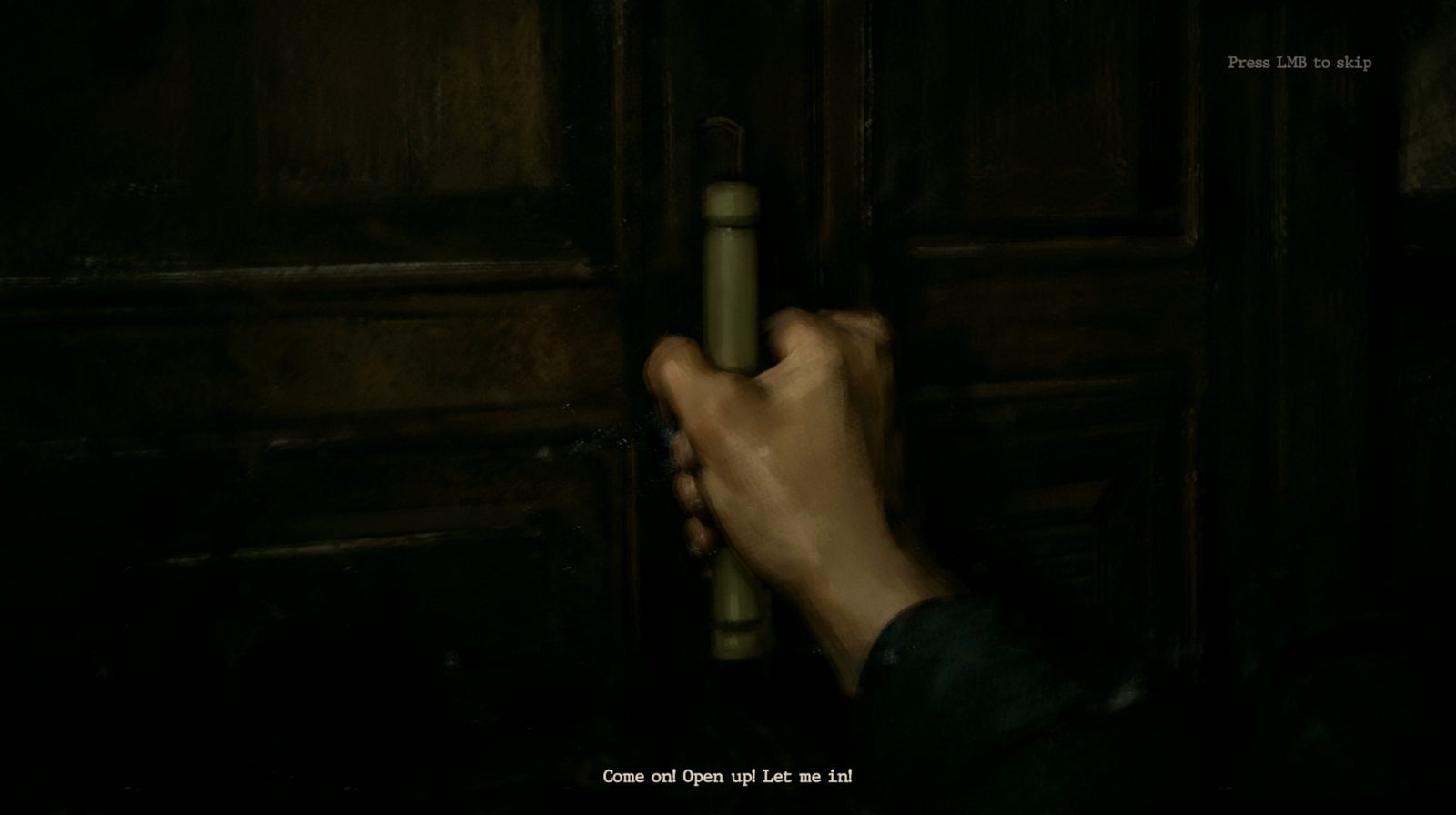 Opening a dark door with a candle