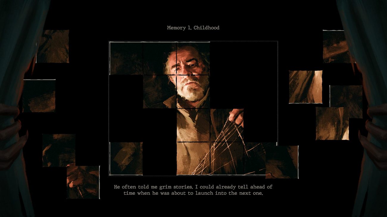 Puzzle mini-game revealing a memory